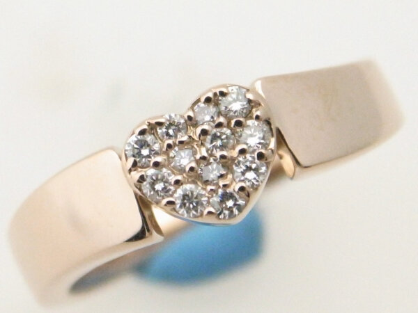 ポンテヴェキオ ハートパヴェ ダイヤモンドリング K18PG(18金 ピンクゴールド) 8号 0.12ct 指輪 質屋出品