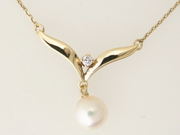 ミキモト パールダイヤモンドネックレス K18YG(18金 イエローゴールド) 真珠 質屋出品
