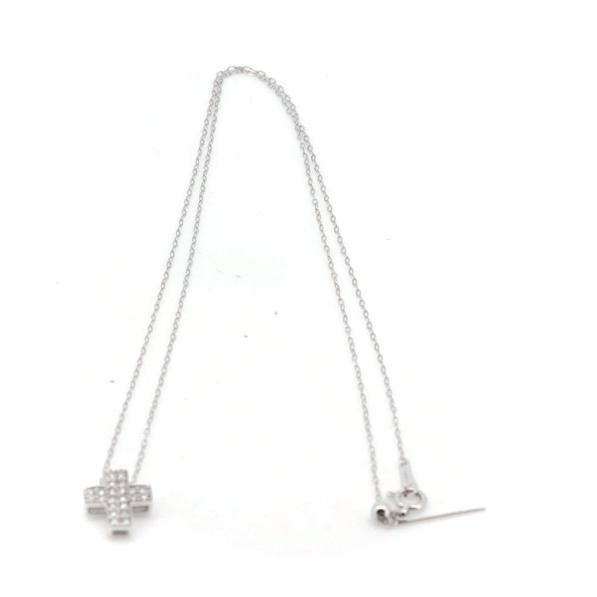 GSTV ダイヤモンド クロスペンダントトップ 0.20ct K18WG(18金 ホワイトゴールド) 社外ネックレス付 質屋出品