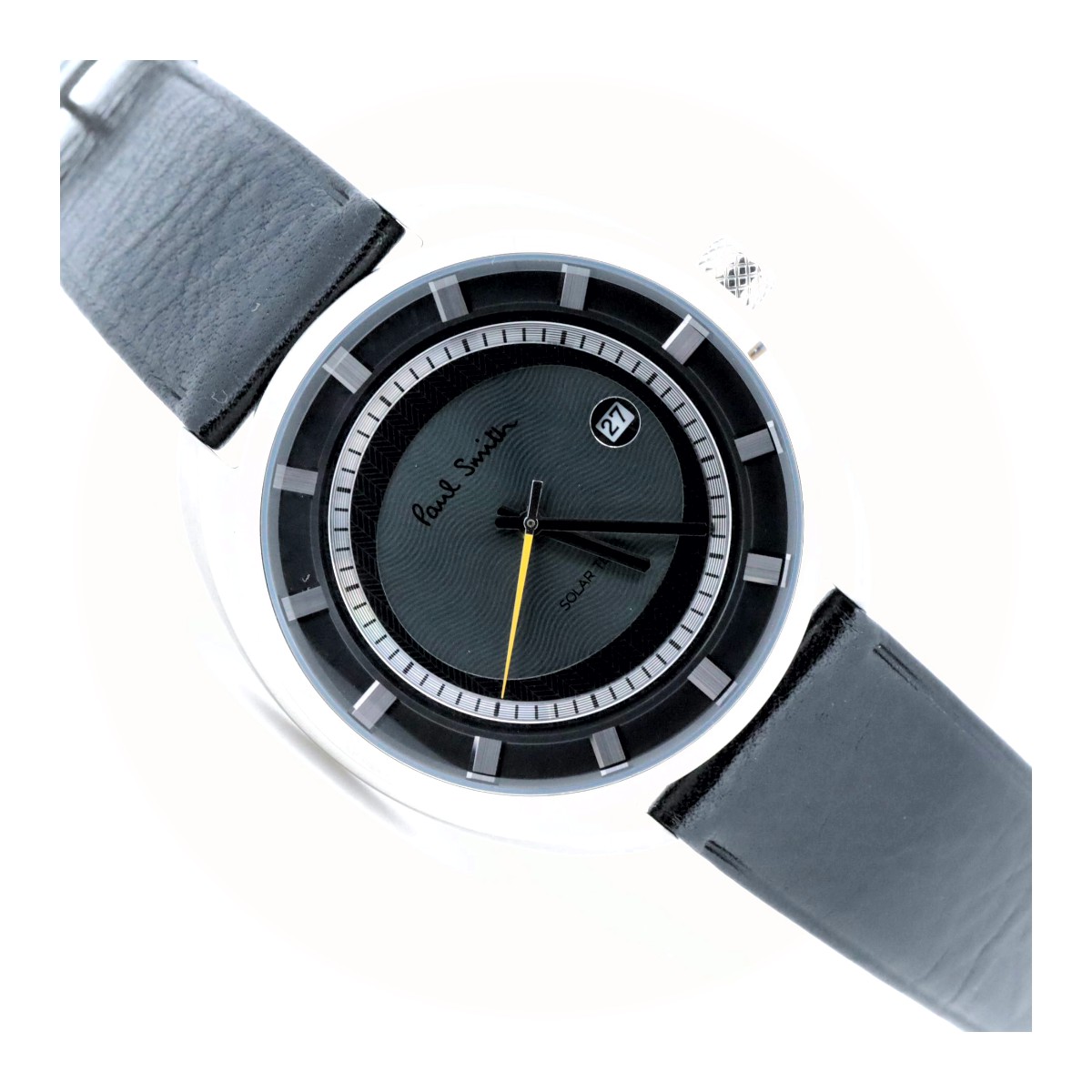 ポールスミス ラウンドフェイス ソーラーテック デイト J810-T021972 グレー メンズ腕時計 質屋出品