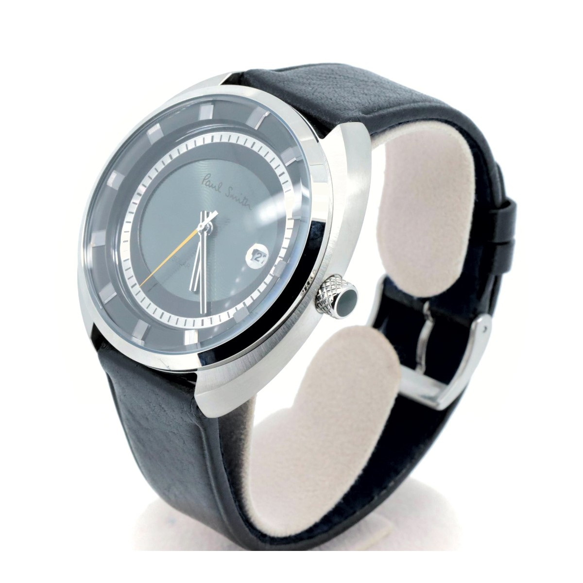 ポールスミス ラウンドフェイス ソーラーテック デイト J810-T021972 グレー メンズ腕時計 質屋出品